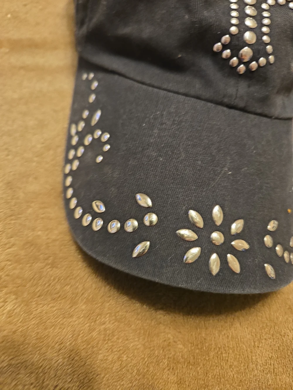 Black Studded Cross Baseball Cap